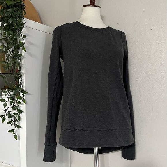 Lululemon Heathered Black Inverted-Pleat Back Exhalation Pullover Sweatshirt 8 - Picture 5 of 14
